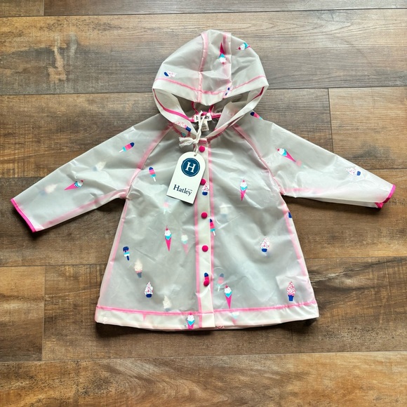 HATLEY Little Girl's Size 2T Cool Treats Ice Cream Clear Swing Raincoat NWT - Picture 2 of 10